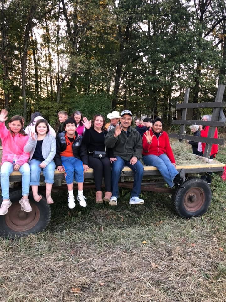 Church family on the hayride Church family on the hayride
